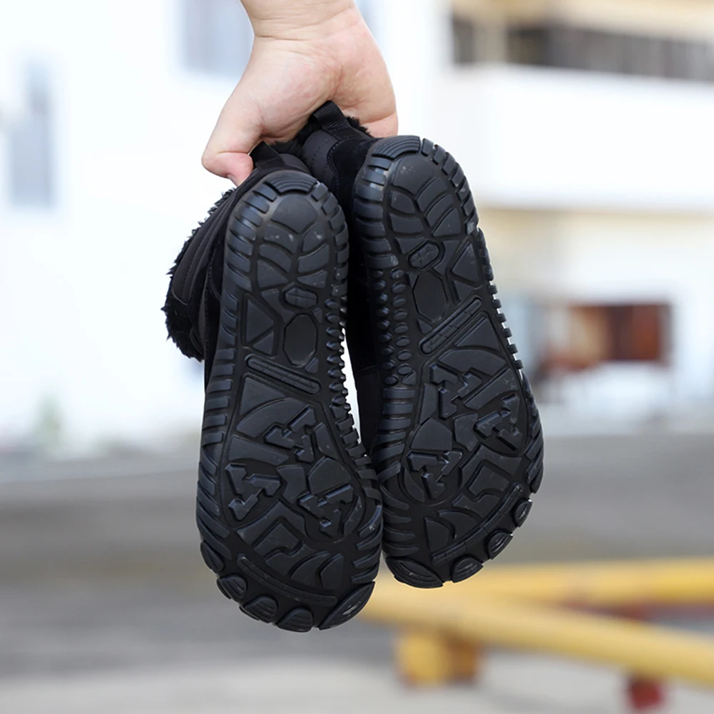 รองเท้าบูทหิมะฤดูหนาว น้ำหนักเบา รองเท้าแบบไม่ใส่ถุงเท้า กันลื่น รองเท้าบูทข้อเท้าลำลอง กันน้ำ บุขนอุ่น สำหรับเดินป่า