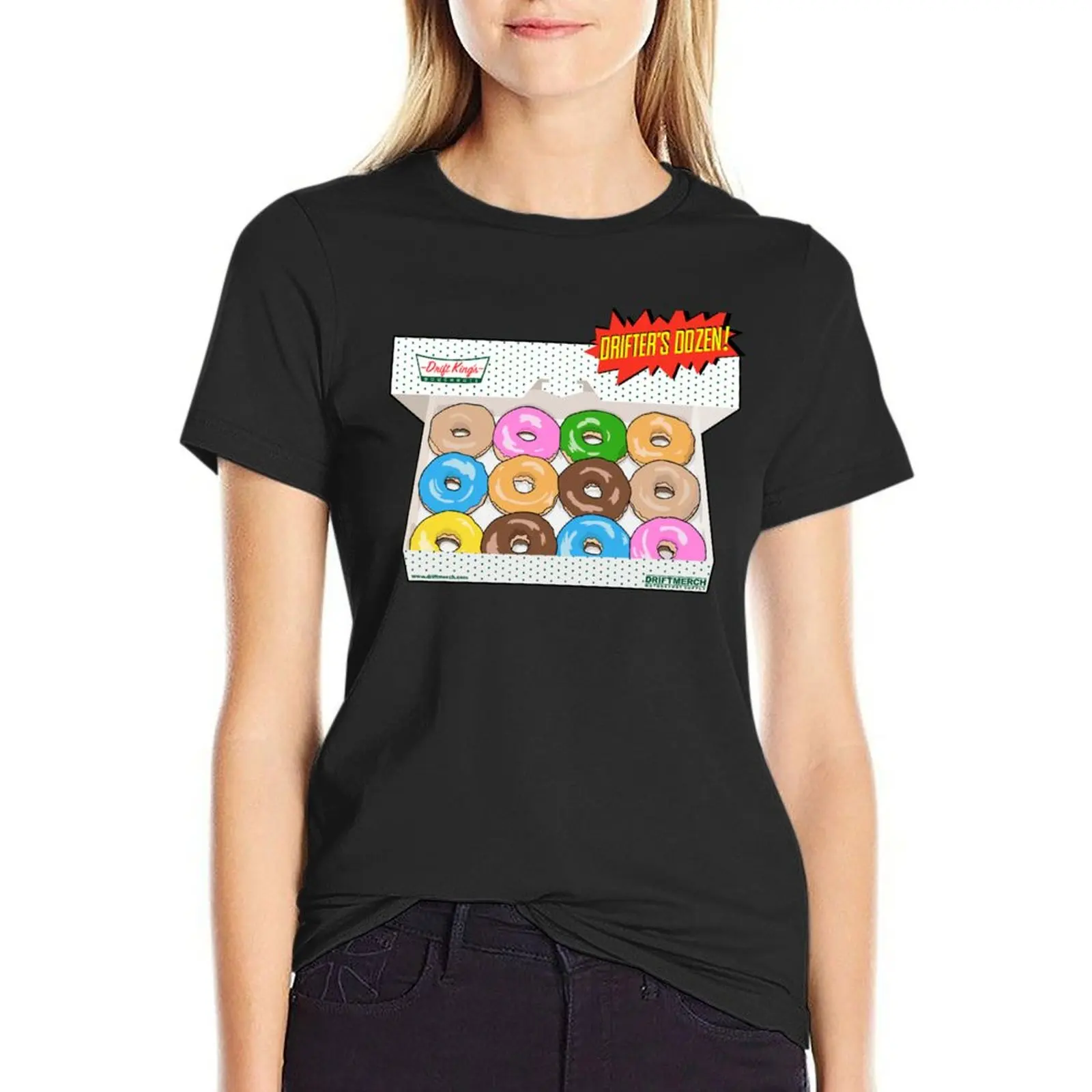 Drift King's Donuts Drifter's Dozen Special Glazed Funny T-Shirt summer tops heavyweights T-shirt Women