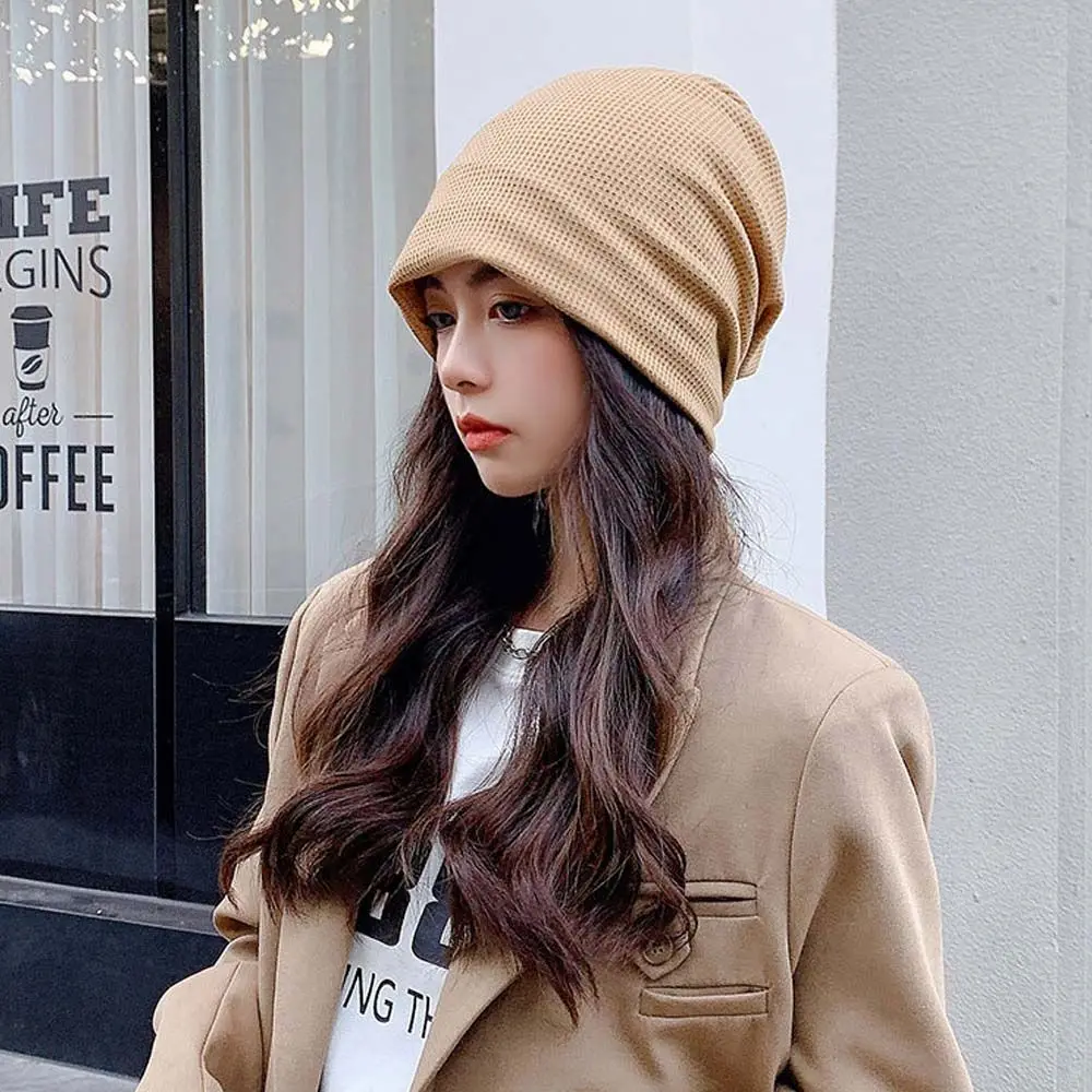 

Breathable Trendy Fashion Men Solid Color Autumn Winter Striped Bonnets Beanie Hat Turban Hat Pile Cap