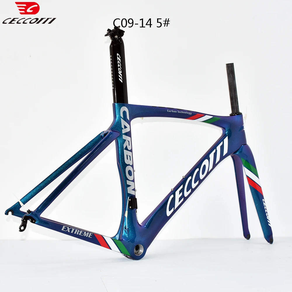 CECCOTTI Most Popular Chameleon Color Bicycle Frameset Real T1000 Full Carbon Fiber ROAD BIKE FRAME 700C Roadbike Framework