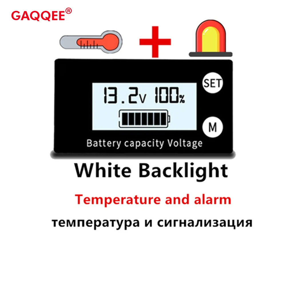 Battery Capacity Indicator DC 8V-100V Lead Acid Lithium LiFePO4 Car Motorcycle Voltmeter Voltage Gauge Electric Quantity Meter