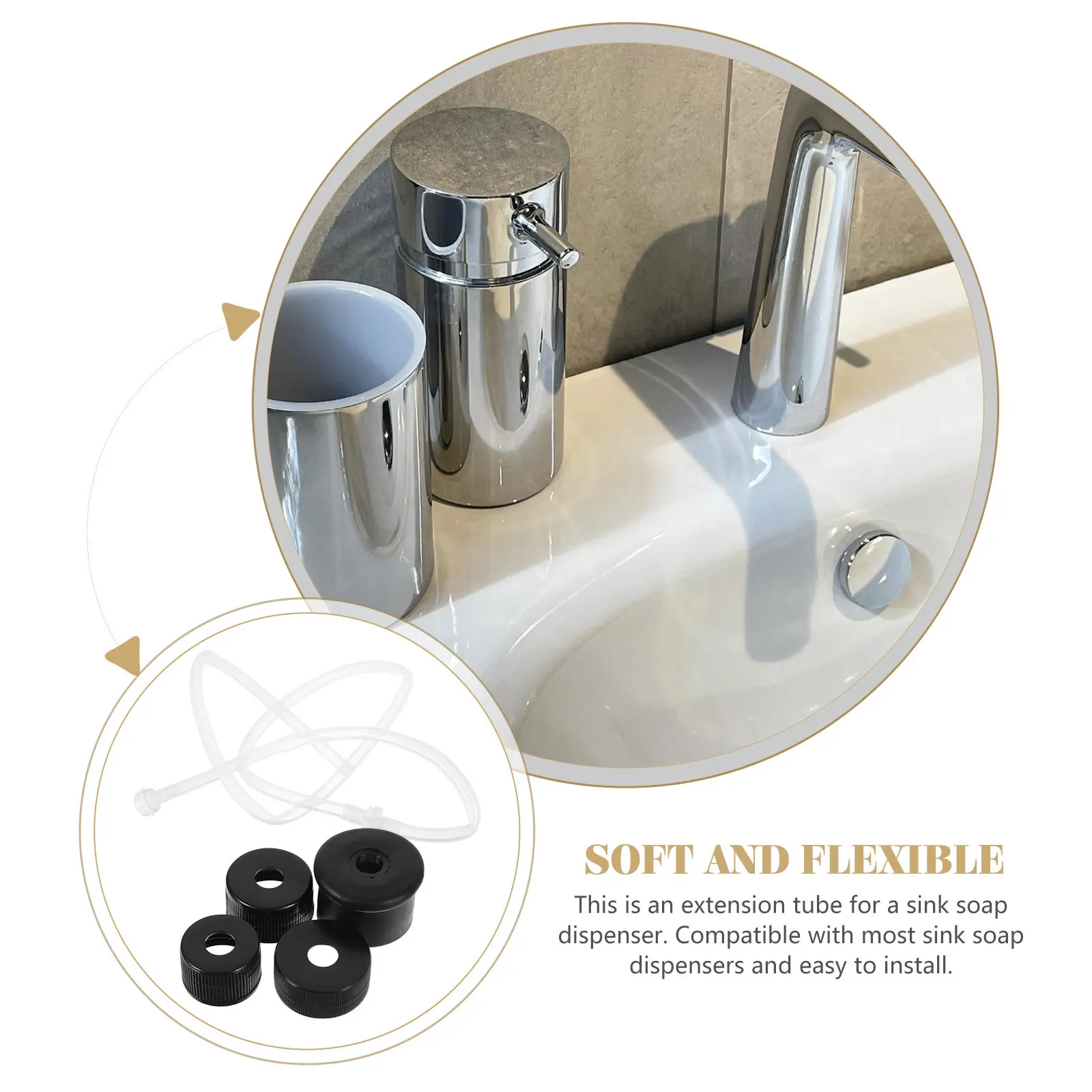 1M Long Hose Sink Soap Dispenser Extension Tube Kit Kitchen Durable Plastic Flexible Under Counter Compatible Most Easy Install