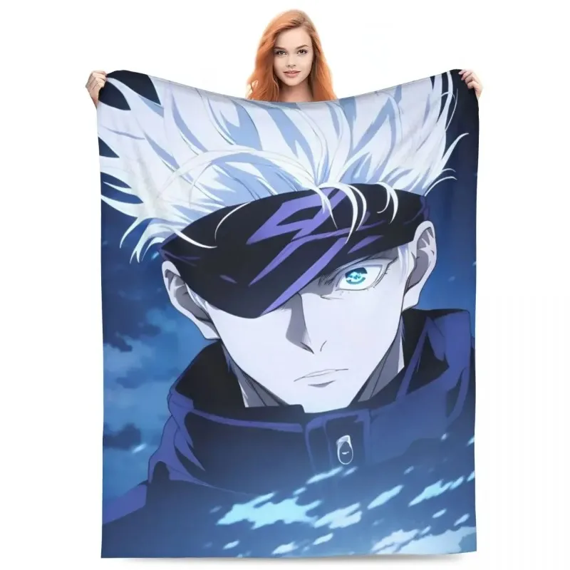 

Hot Anime Jujutsu Kaisen Flannel Cozy Blanket Thickened Cover Soft Warm Family Sofa Bedroom Office Nap Blanket