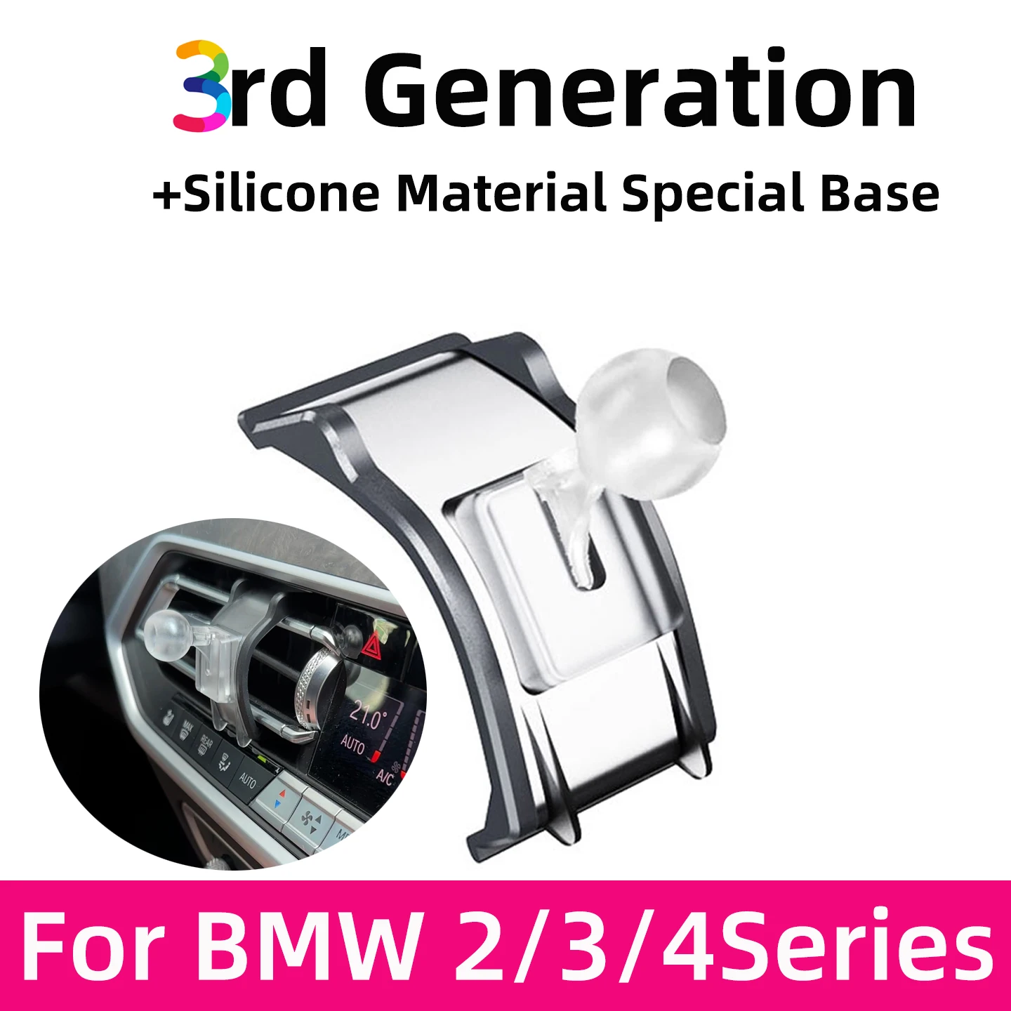 Car Phone Holder For BMW 2/4 Series F44 2021-2023 Magnetic Wireless Charger 360° Rotation GPS Stand Interior Accessories