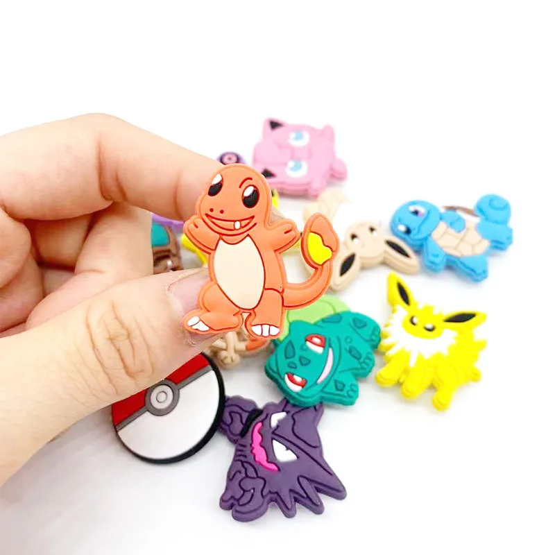 Pokemon PVC Shoe Crocs Buckle Accessories Pikachu DIY Cartoon Animals Shoes Decoration for Kids Croc Charms Kids Party Gift