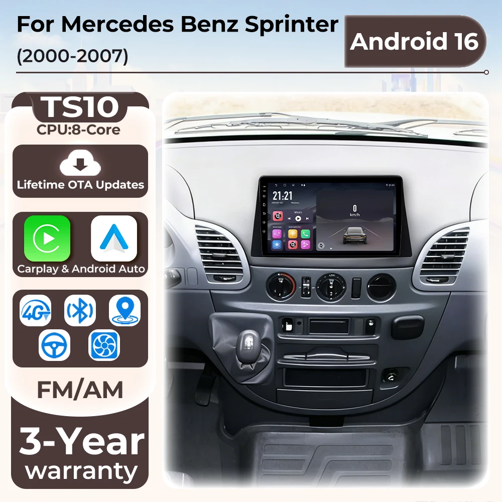 Android 16 Car Radio For Mercedes Benz Sprinter 2000 2001 2002 2003 2004 - 2007 Carplay Multimedia GPS Navigation Stereo Screen