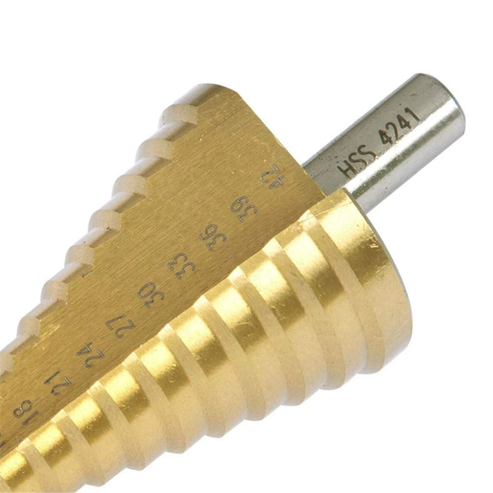 AC88-HSS Step Cone Drill Bit - 4-42Mm 14 Sizes Round Shank Hole Cutter Tool High Speed Steel