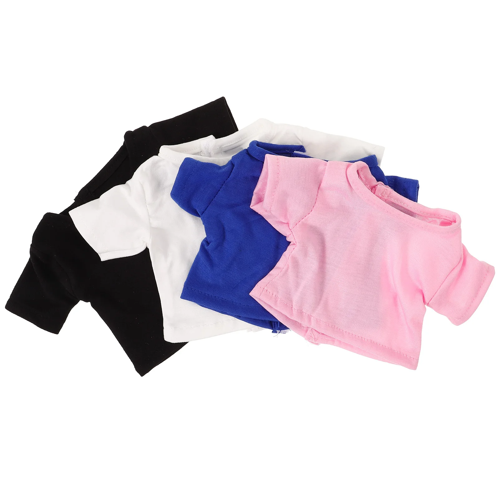 

4pcs Bear T-shirt Pure Color Short Sleeve Stuffed Animal Clothes Accessories Delicate Costume Soft Comfortable