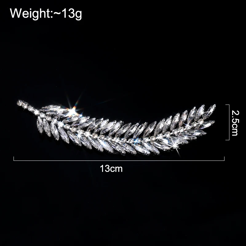 DUCrystal 1pcs 13cm Leaf Motif Rhinestone Ribbon Claw Glass Rhinestone Patch Hot fix/glue-on for DIY Craft Clothing Decoration