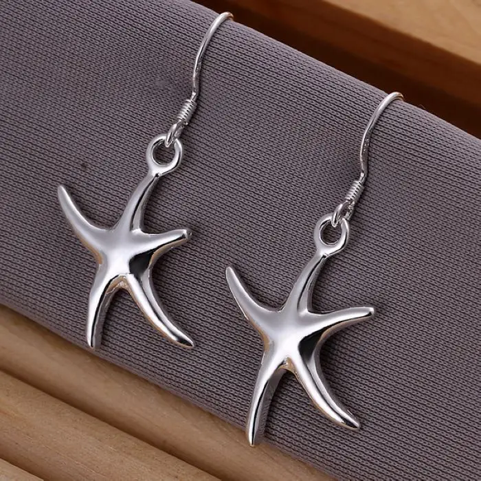 

925 Sterling Silver Star Earrings Lovely Star Shape Pretty Nice High Quality Party Dangle Earring Jewelry Wedding For Women Lady