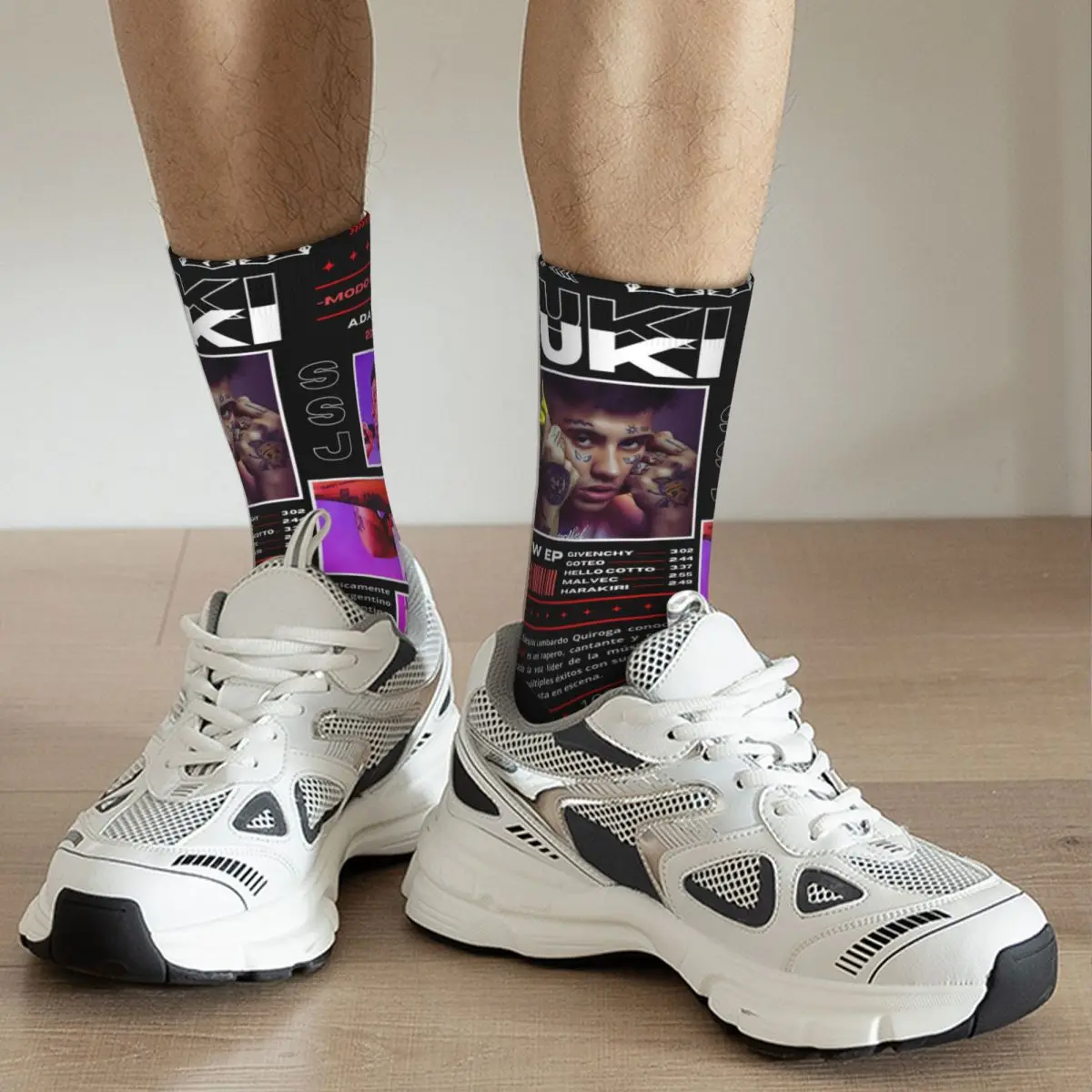 Autumn Winter Fashion Unisex Duki Singer Rapper Album Tour 2024 Socks Sweat Absorbing Basketball Socks