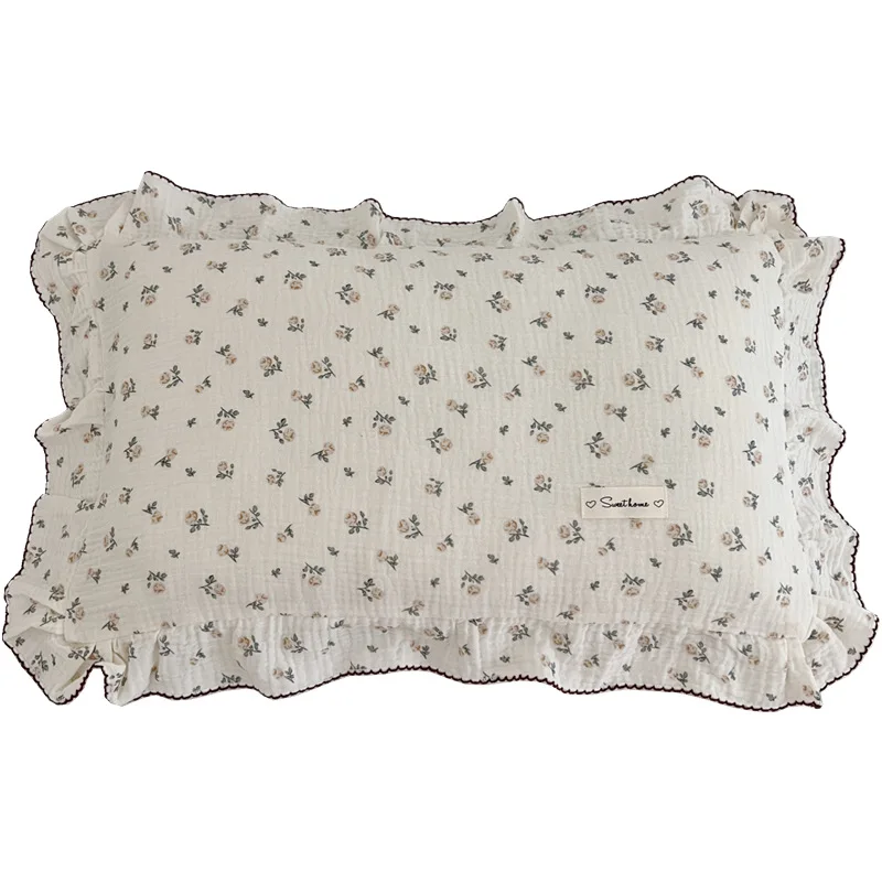 Funda de almohada de princesa de algodón 100% con borde de volantes INS, 30x50cm, 48x74cm, funda de almohada transpirable decorativa para el hogar,