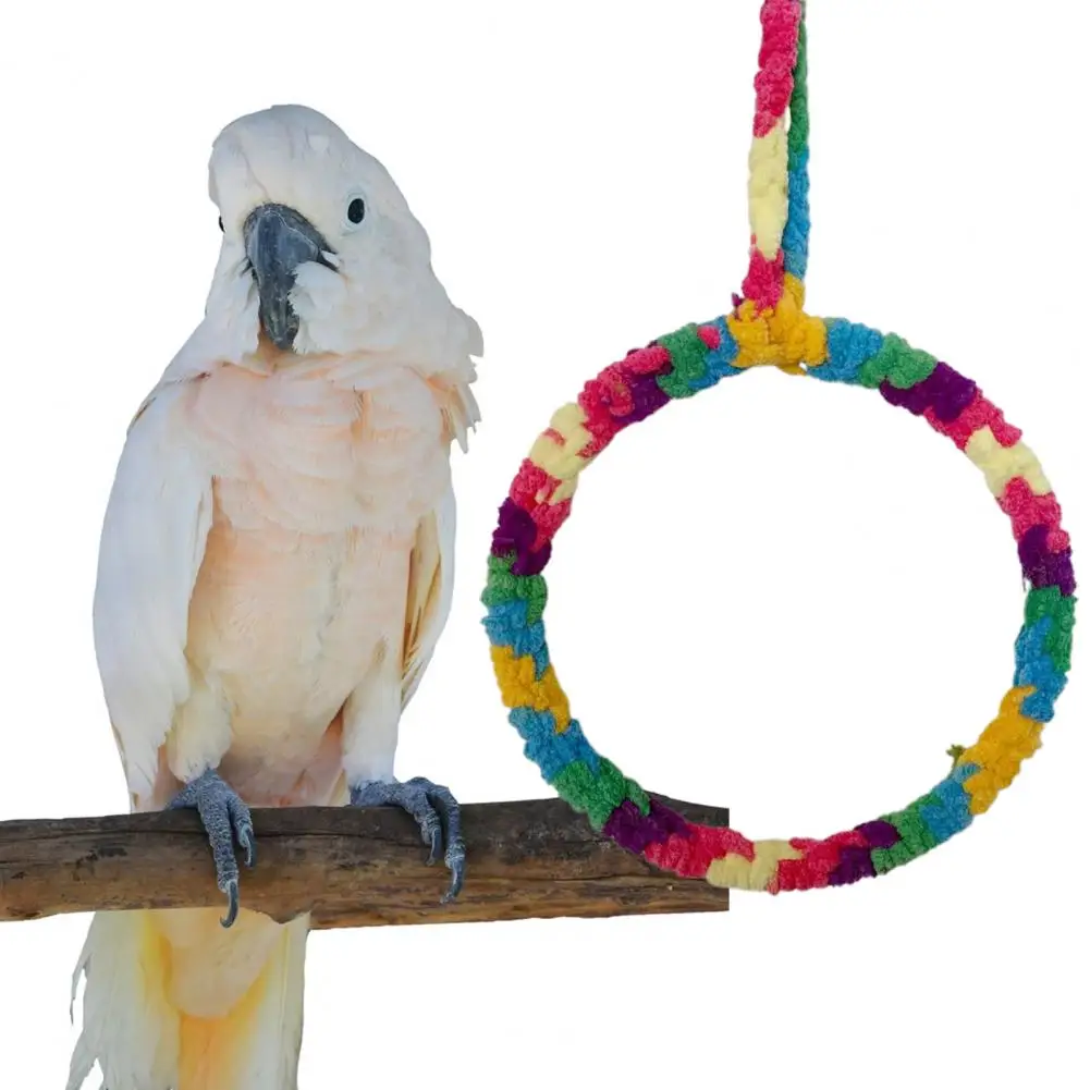 Parrot Ring Parrot Cage Swing Toy Pet Supplies Hand-woven Hook Design Relieve Boredom Plush Bird