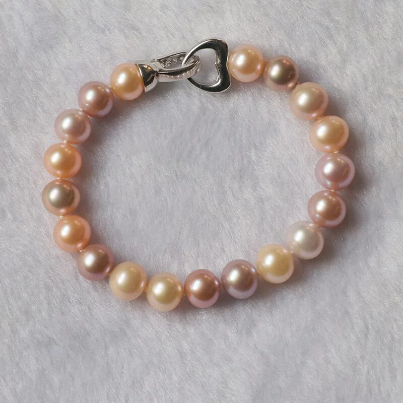 5A New Real Natural Fresh water Pearl Fashion Bracelet Ladies Elegant Mixcolor Bracelet Jewelry Girlfriend Birthday Wedding Gift