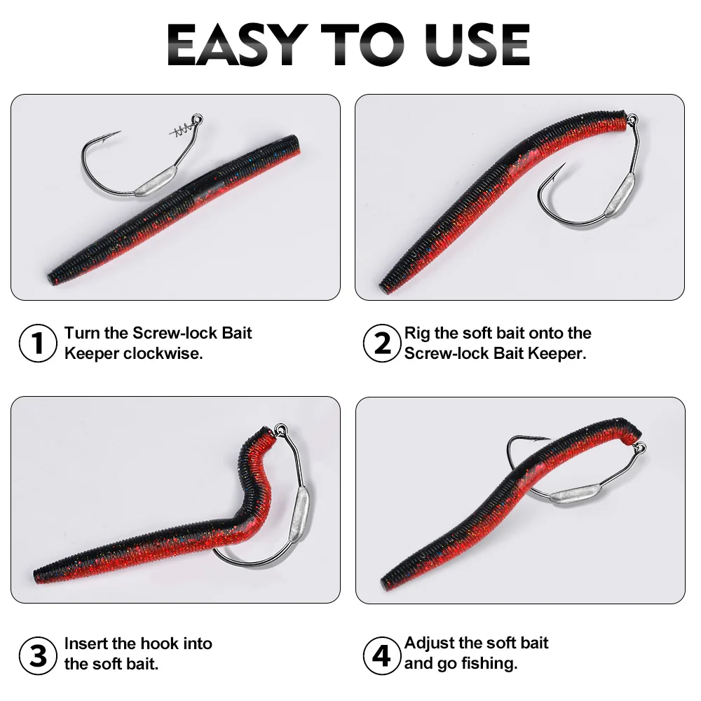 PROBEROS 3/5 Stück Gewichtete Swimbait-Haken mit Federverschluss, Hochkarbon-Stahl, Wide Gap Jig-Haken für Hecht, Barsch, Texas Rig Angelzubehör – Detail 9