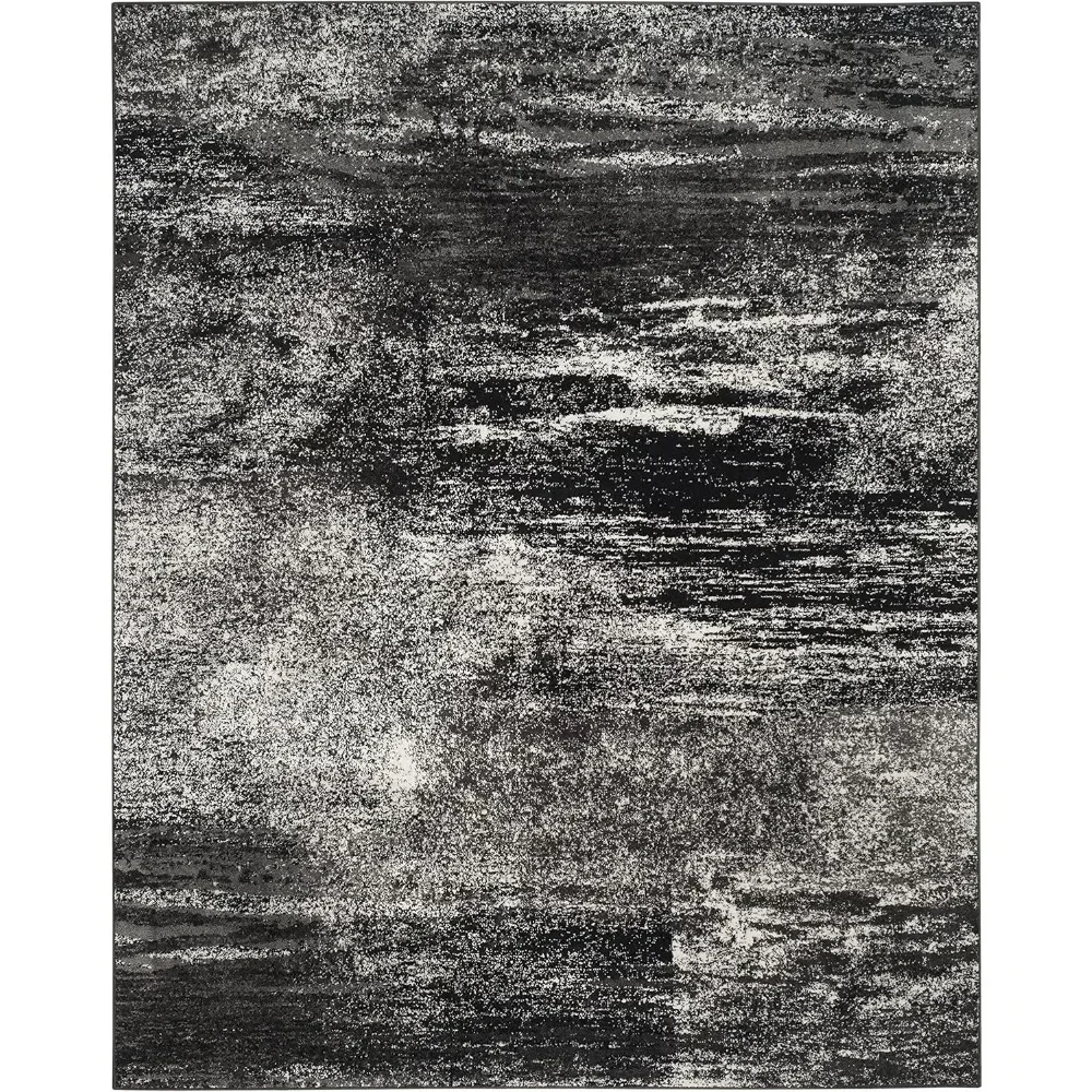 

Collection Area Rug - 8' x 10', Silver & Black, Modern Abstract Design, Non-Shedding & Easy Care, Ideal for High Traffic Areas