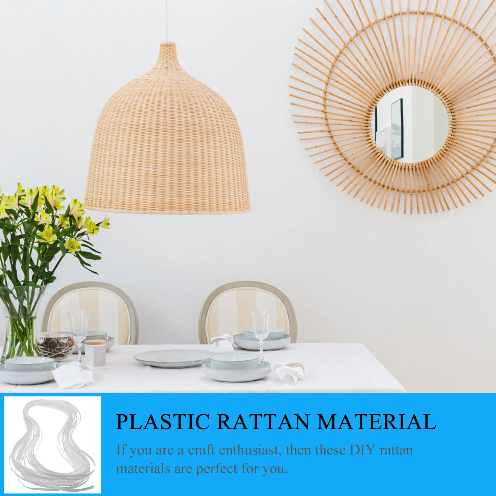 White PE Plastic Rattan Weaving Repair Material Chair Balcony Furniture Fixing Kit Wicker Strips For Basket