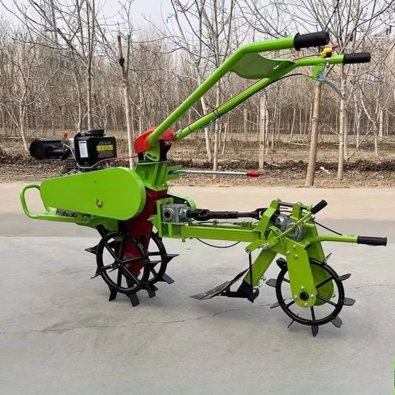 

New single-wheel front and rear dual-drive micro-tiller mountain and hill multi-functional plowing trencher