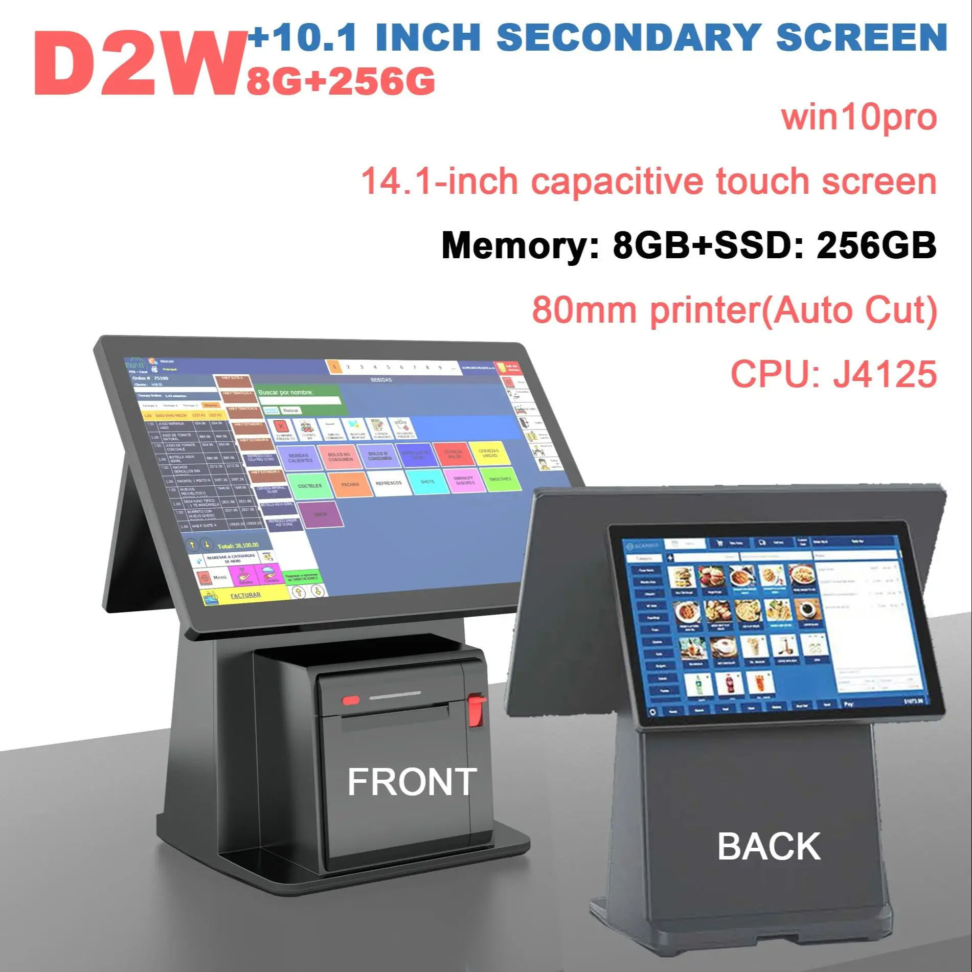 High Performance Cash Register 14.1-inch Touch ScreenBuilt-in Receipt Printer for Supermarkets Convenience Stores etc