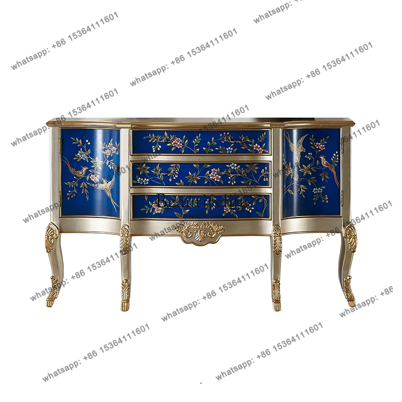 

12European painted entrance cabinet American dining side cabinet living room entry solid wood locker