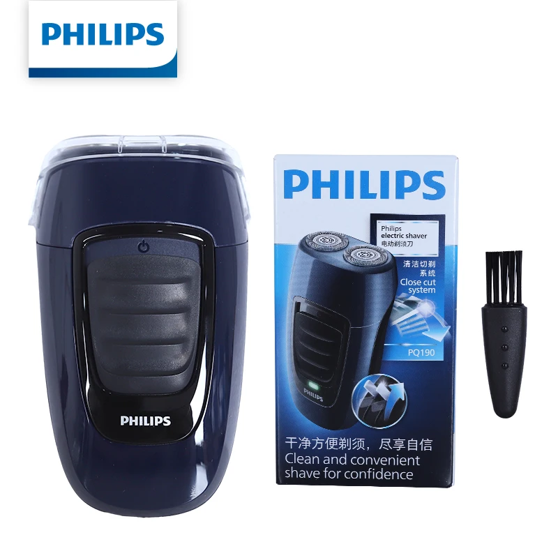 Philips PQ190 Elektrischer Rasierer mit Schwimmenden Doppelklingen, Wasserdicht, Mini, Tragbar, Wiederaufladbar, für den Heimgebrauch
