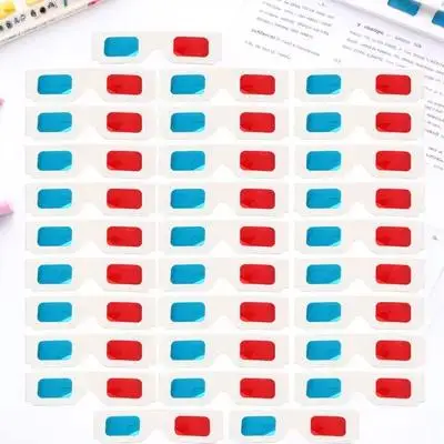 

60 шт. анаглифские 3D-очки, красные, синие бумажные очки с 3D фильмами для домашнего кинотеатра, одноразовые, удобные, для всех возрастов