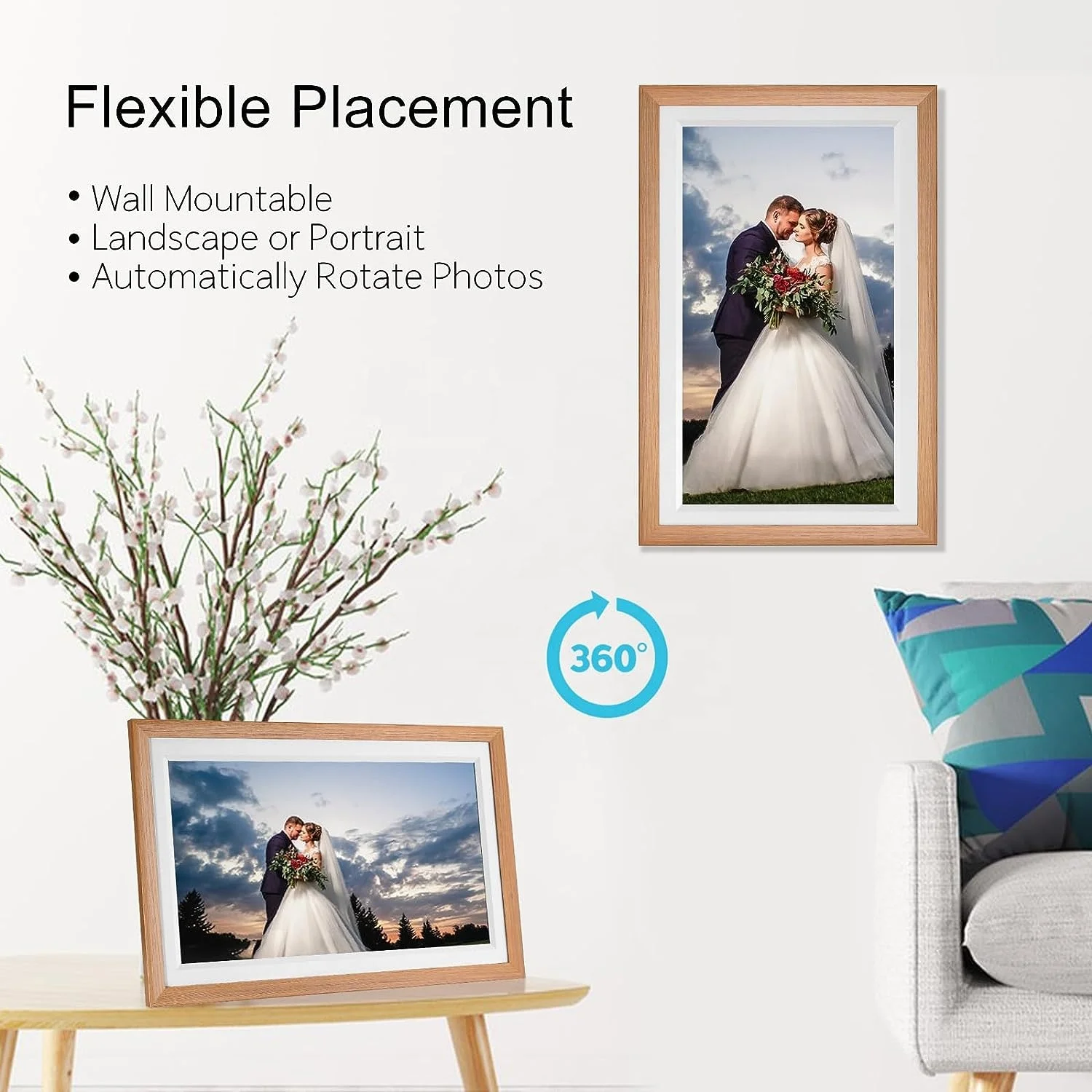 FRAMEO 15.6 Inch 32GB WiFi Large Digital Photo Frame 1920 * 1080 Smart Digital Picture Frame Share Moments Instantly Via App