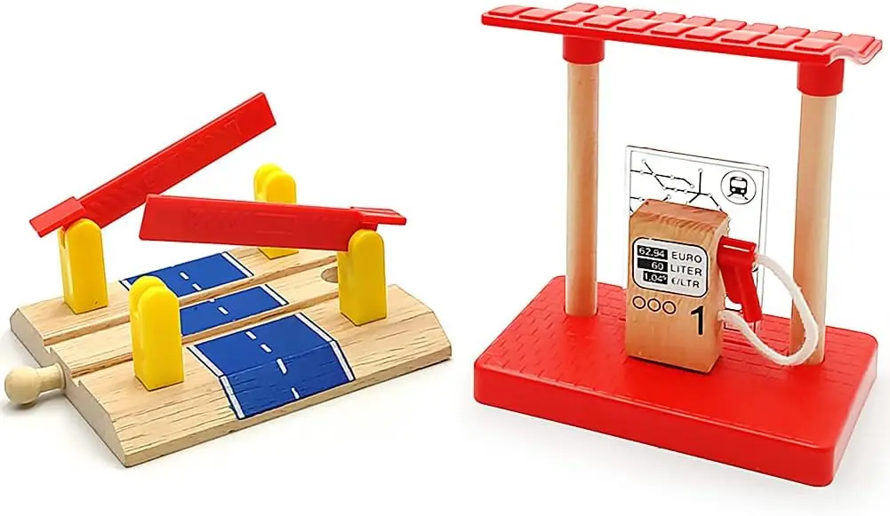 

Деревянный набор игрушек-кранов TEMIKIDS с вагонами - совместим с основными брендами деревянных железных дорог - для детей 3-5 лет