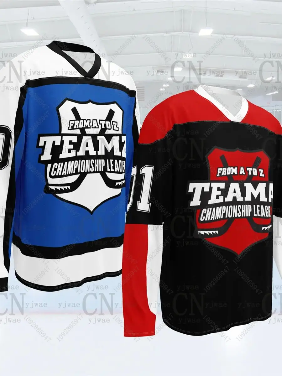 الهوكي جيرسي من أ إلى Z بطولة الدوري المطبوعة الرياضة قميص طويل الأكمام Kpop كلية نمط الخريف الرجال والنساء تي شيرت