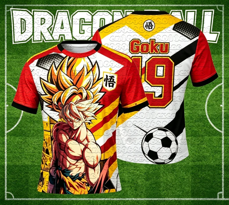 Anime Dragon Ball Goku Football Style 3D Printed Quick Dry Tee Unisex Men Women Breathable Sports Streetwear Short Sleeve Tshirt