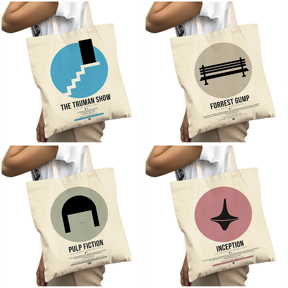 حقائب تسوق نسائية ذات سعة كبيرة وبسيطة من الفيلم الجمالي بطباعة مزدوجة للاستخدام اليومي حقيبة كتف للسيدات حقيبة للمتسوقين