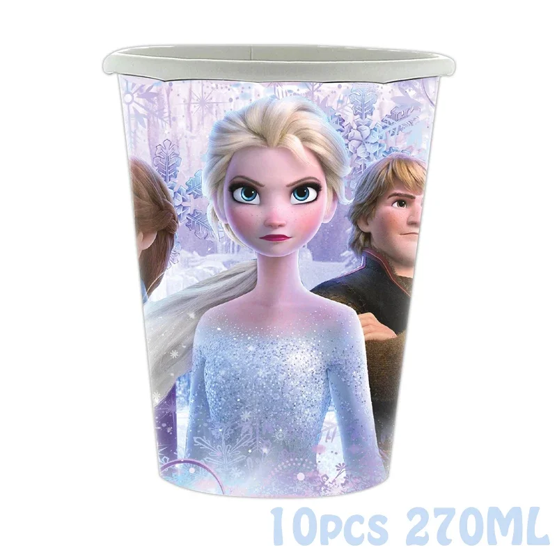 Disney Frozen Elsa Theme Birthday Party Supplies Zestaw zastawy stołowej Przyjęcie urodzinowe dla dzieci Sztućce Dekoracja Serwetka Kubek papierowy