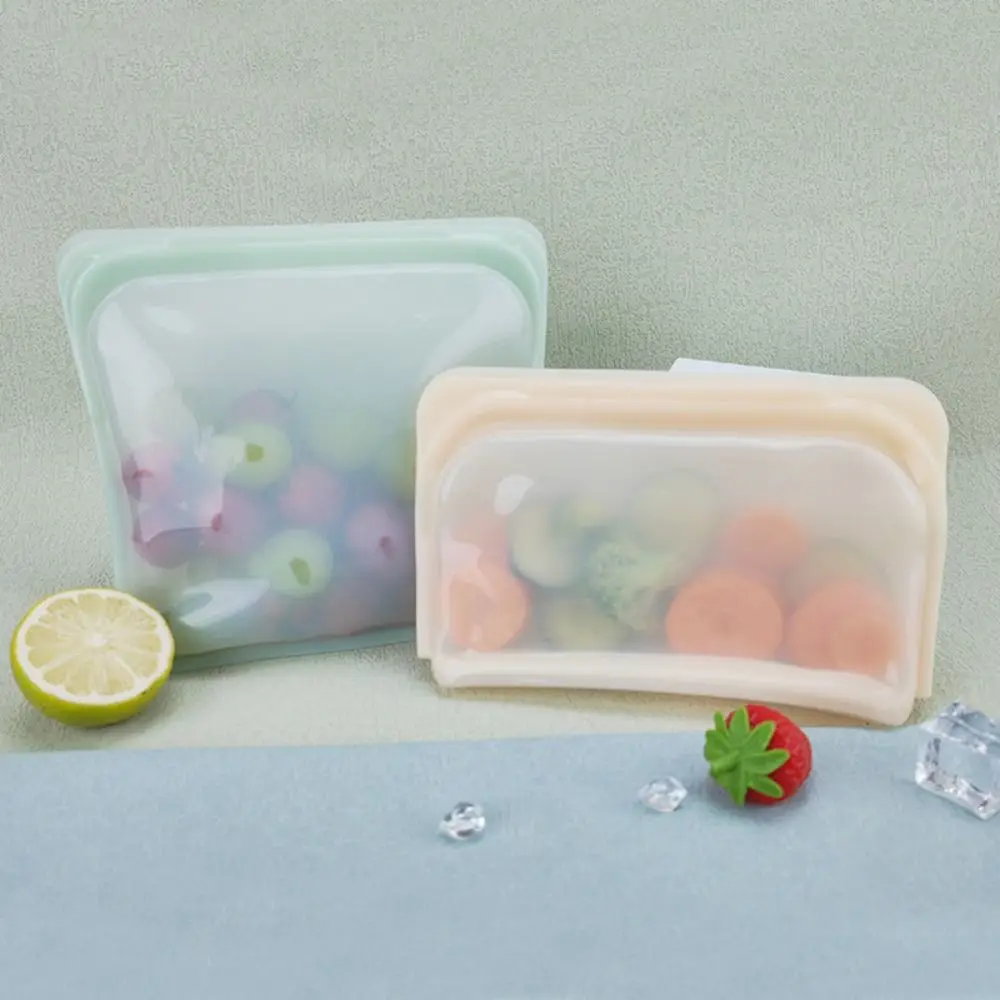 Portable Reusable Fresh-keeping Bag Silicone Food Grade Freezer Bag Leakproof Transparent Food Container