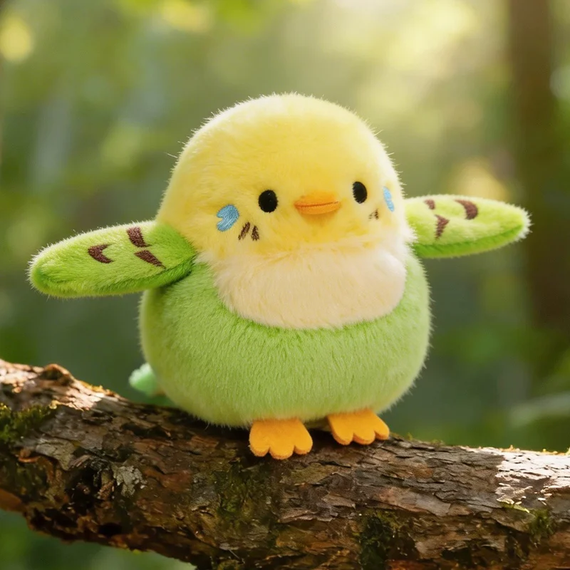 

12CM Simulation Cartoon Birds Plush Toys Pendant Keychain Parrot Kingfisher Plush Keyring Birthday Fun Doll