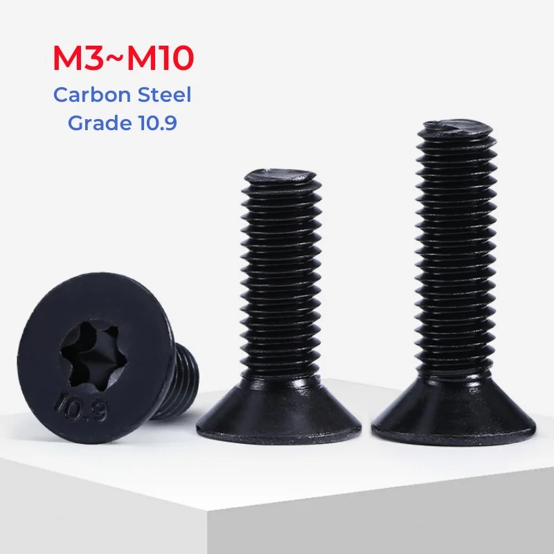 

Grade 10.9 High Strength Black Carbon Steel Six-Lobe Torx Head Flat Countersunk Screw M3 M4 M5 M6 M8 M10 Six Lobe Bolt