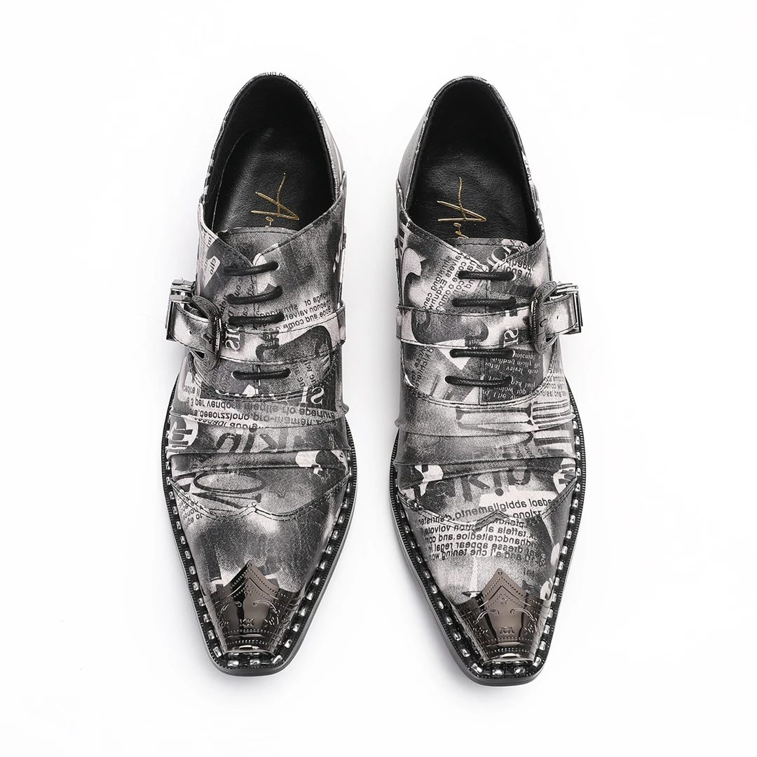 Luxury Customized Genuine Leather Mens Shoes With Heel Dressing Party Shoes Men Brand Zapatillas Hombre Designer Random Pattern