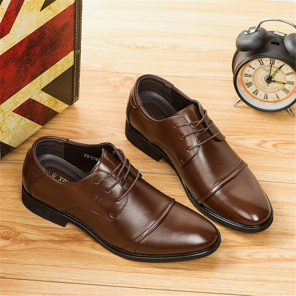 Formal Men Shoes Oxford Italian Mens Leather Shoes Brand Official Shoes Men Classic Big Size Brown Dress