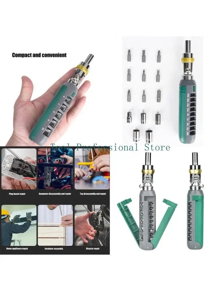 

57QF 14 in 1 Multipurpose Ratcheting Screwdriver Set Durability Alloy Steel Construction with Rotation Head for Complex Tasks