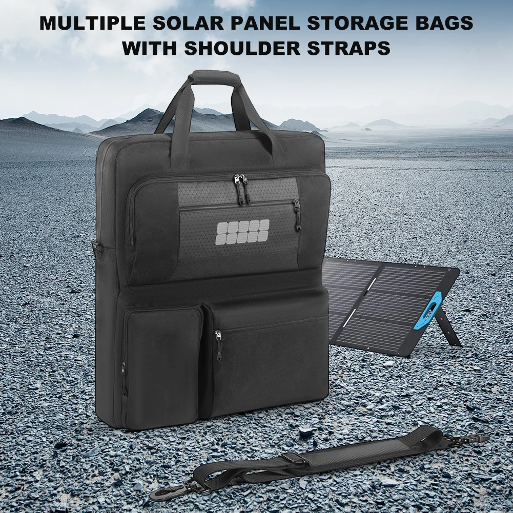 Solar Board Protective Handbag Waterproof Portable Protection Shoulder Bag Multi-Pocket for Portable Solar/BLUETTI 100W & 200W
