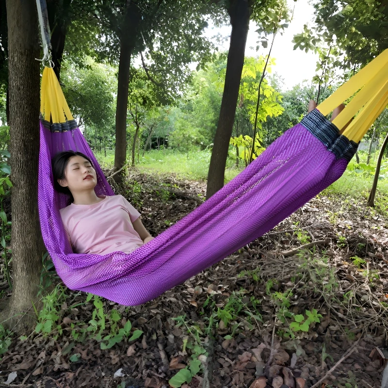 Hammock Swing Outdoor Camping Ice Silk Hammock Single Widened Mesh Ndoor Childrens Swing Leisure Hammock image 3