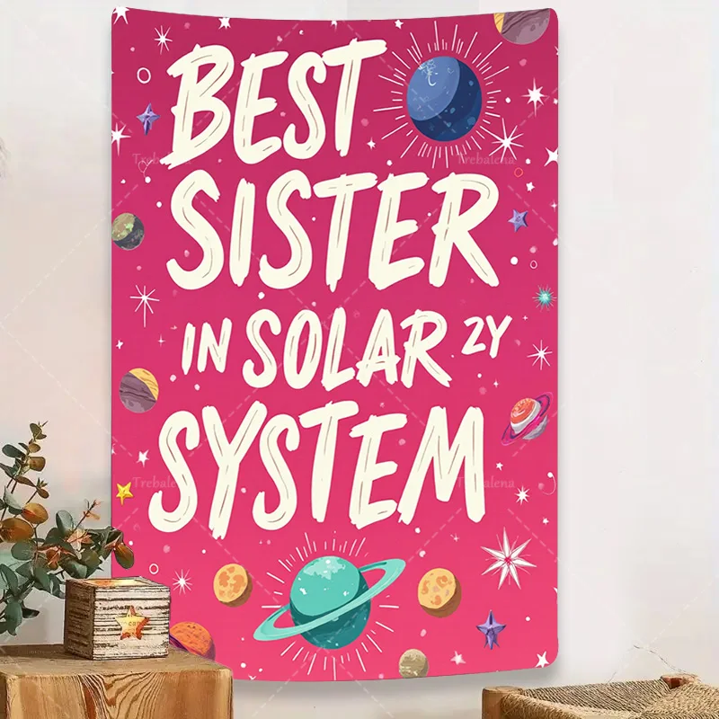 

1pc Wall Tapestry "Best Sister in Solar System: Fun Space Themed Wall Tapestry for Kids Room"