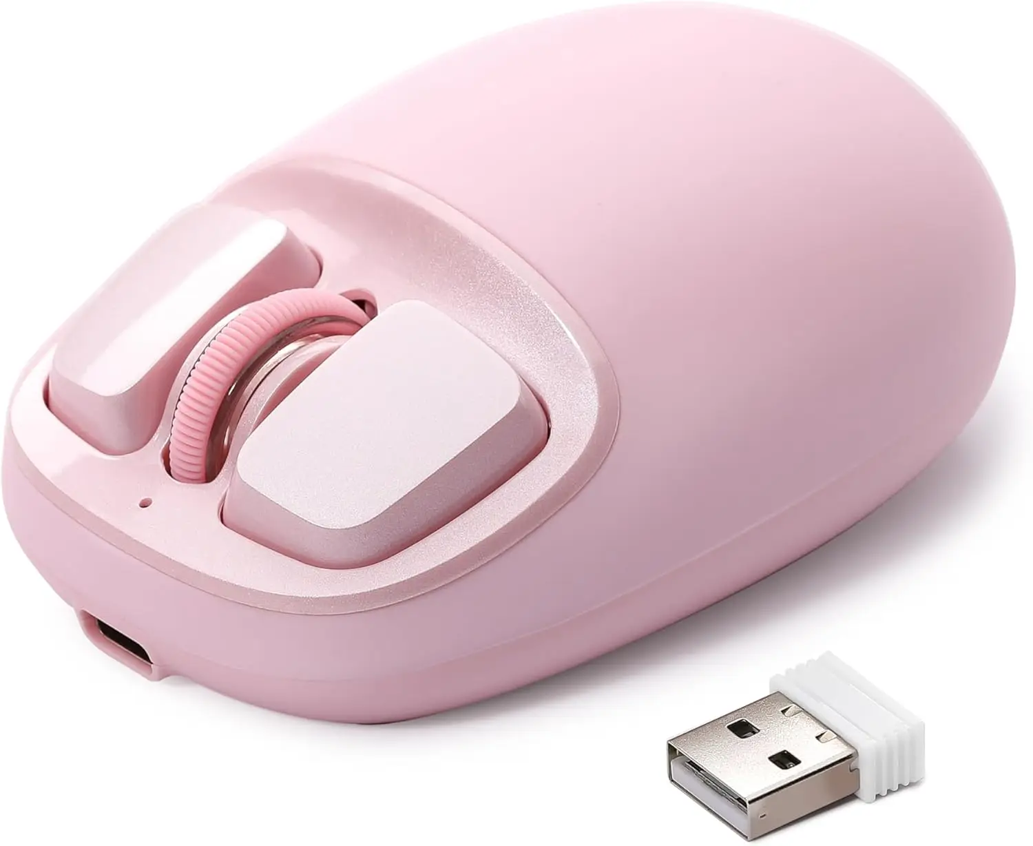 

Tri-Mode Wireless Mouse, 4800 DPI, 6 Levels, USB-C/Bluetooth/2.4G for Laptop, iPad, MacBook (Pink)