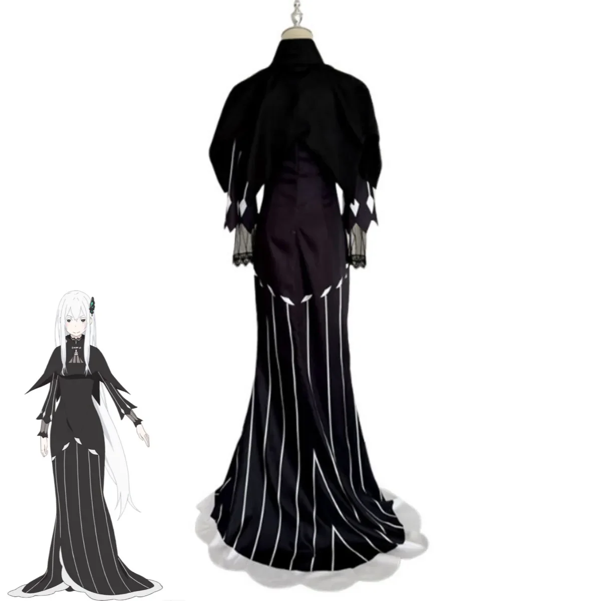 Anime Re:Life in A Different World From Zero Echidna Cosplay Costume Black Evening Dress Long Skirt Sexy Carnival Suit 2025