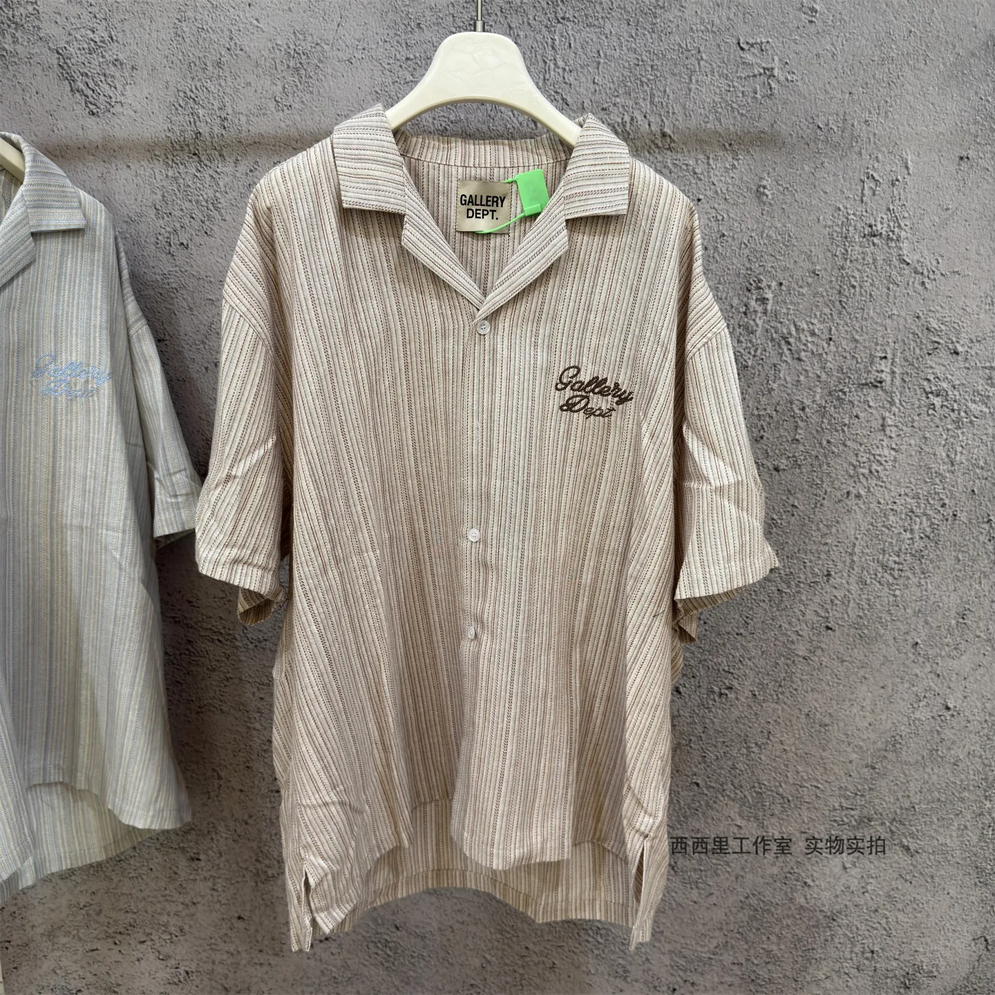 

GALLERY DEPT26 American textured linen retro short-sleeved striped shirt
