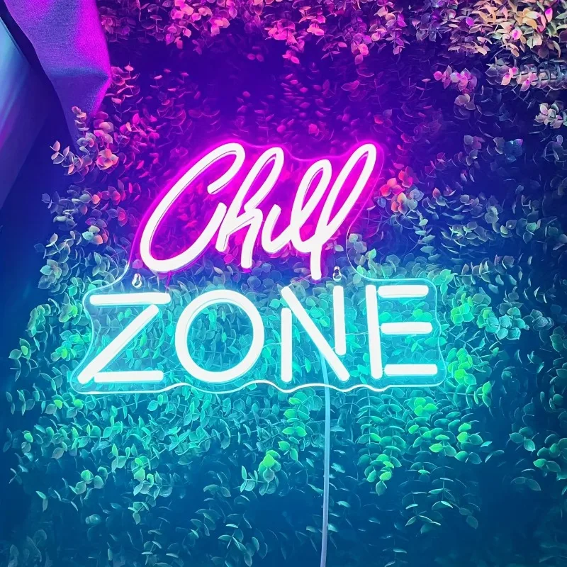 

Светодиодные неоновые вывески Chill Zone, диммируемые настенные светильники, питание от USB, для спален, вечеринок, подходят для дома и в качестве подарков, рождественские украшения