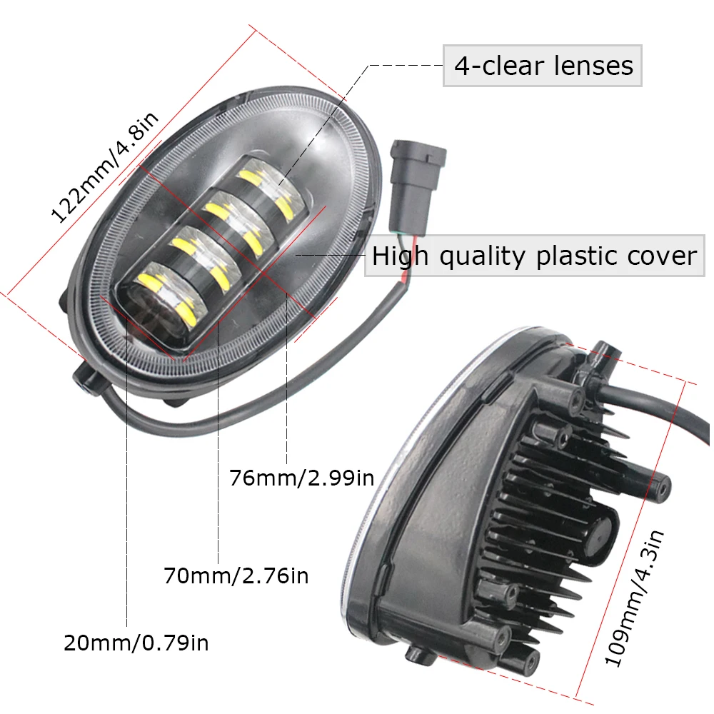 2x Lens Car Front LED Fog Lights Assembly White / Yellow Color Fog Lamp for Honda Civic EP Civic EU 3D/5D Type R 2003 2004 2005