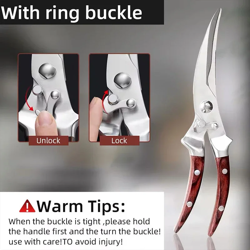 Multipurpose Strong Scissors High Stainless Steel Chicken Ultra Sharp Scissors Fish Chicken Bone Scissors Kitchen Tools
