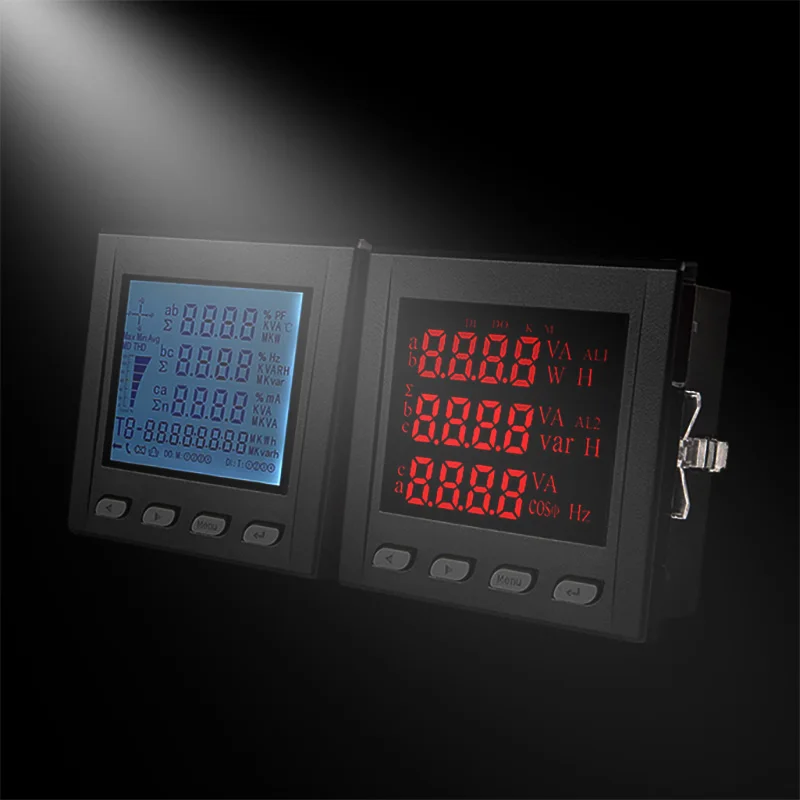 3 phase power meter Short case ampere voltage kwh watt var power factor frequency LCD multifunction meter