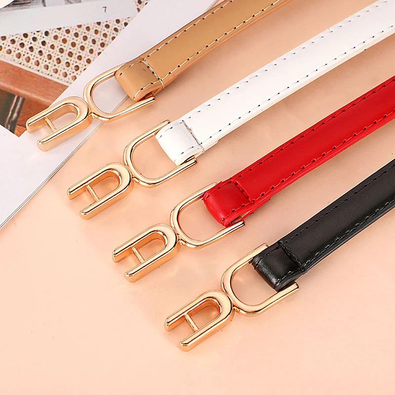 

Простой модный женский узкий ремень из искусственной кожи, регулируемый тонкий пояс с винтажной золотой пряжкой