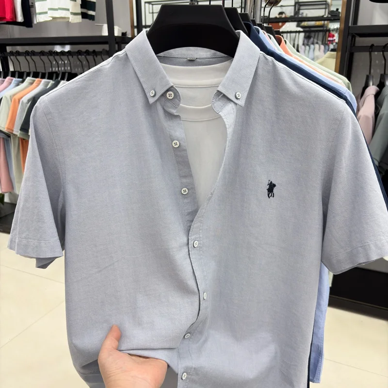 Designer-Marken-Kurzarmhemd 100% Baumwolle Herren Sommer High-End Pony-Stickerei Mode Golf Business Casual Komfortables Oberteil